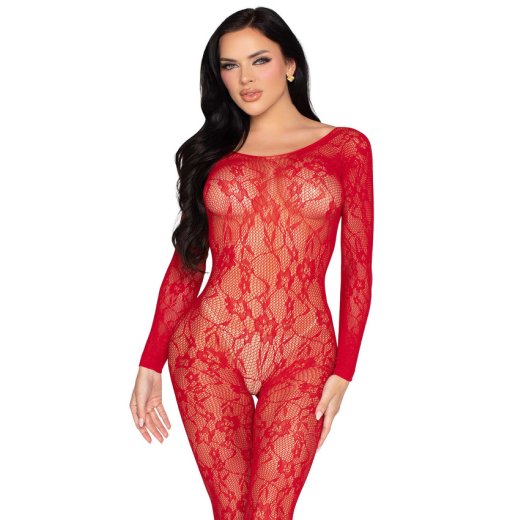 LEG AVENUE Lace Lingerie Bodystocking One Size Rot