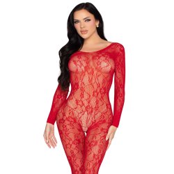 LEG AVENUE Lace Lingerie Bodystocking One Size Rot