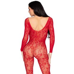 LEG AVENUE Lace Lingerie Bodystocking One Size Rot