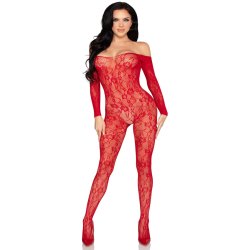 LEG AVENUE Lace Lingerie Bodystocking One Size Rot
