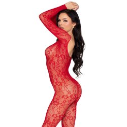 LEG AVENUE Lace Lingerie Bodystocking One Size Rot