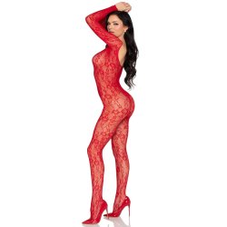 LEG AVENUE Lace Lingerie Bodystocking One Size Rot