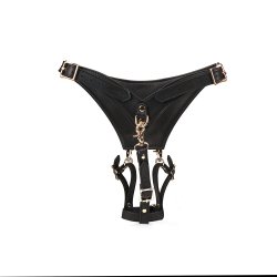 LIEBE SEELE Dark Secret Forced Orgasm Strap aus Leder Schwarz