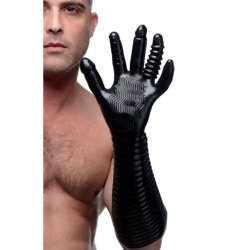 MASTER SERIES Pleasure Fister Texturierter Fist-Handschuh aus TPR Schwarz