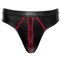 SVENJOYMENT String mit Reissverschluss Schwarz/Rot