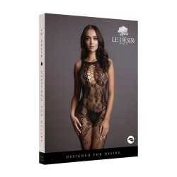 LE DÉSIR Criss Cross Neck Bodystocking Schwarz OneSize
