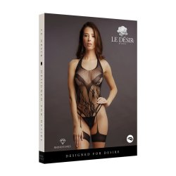 LE DÉSIR Crotchless Rhinestone Halter Teddy...