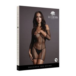 LE DÉSIR Duo Net Sleeved Mini Dress Schwarz One Size
