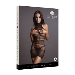 LE DÉSIR High Neck Net Mini Dress Schwarz One Size
