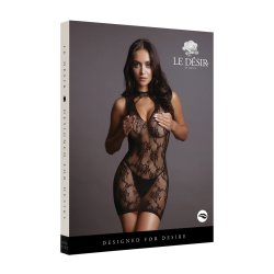 LE DÉSIR High Neck Lace Mini Dress Schwarz One Size