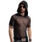 REGNES FETISH PLANET Mesh T-Shirt mit Kapuze Schwarz