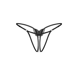 OBSESSIVE Isseme Thong mit offenem Schritt Schwarz