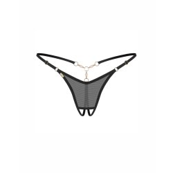 OBSESSIVE Oxaria Thong mit offenem Schritt Schwarz