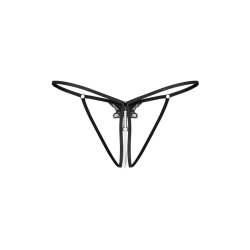 OBSESSIVE Selisme Thong mit offenem Schritt Schwarz
