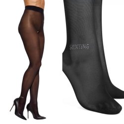 OBSESSIVE Norless Sexy Strumpfhose "Sexting" mit offenem Schritt Schwarz