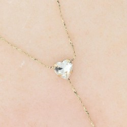 OTAZU Love Crystal Herz Fusskette Gold