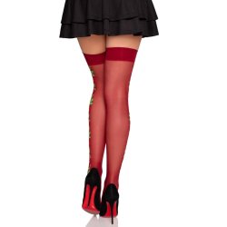 LEG AVENUE Halterlose Strümpfe mit Rosen One Size Rot
