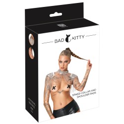 BAD KITTY Schulterschmuck mit Spikes & Kettenelementen Silber
