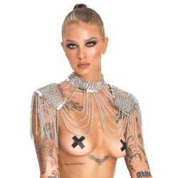 BAD KITTY Schulterschmuck mit Spikes & Kettenelementen Silber