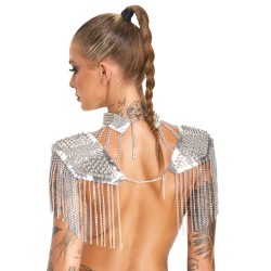 BAD KITTY Schulterschmuck mit Spikes & Kettenelementen Silber