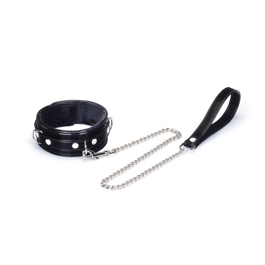 LIEBE SEELE Metallic Shade Collar with Leash aus PU-Leder Schwarz
