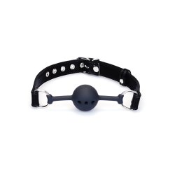 LIEBE SEELE Metallic Shade Ball Gag aus PU-Leder Schwarz