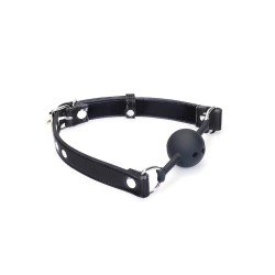 LIEBE SEELE Metallic Shade Ball Gag aus PU-Leder Schwarz
