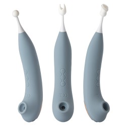 GIGIWABI Nº11 Zweiseitiger Klitoris-Stimulator mit Saugfunktion & Pin Point Vibration Blau
