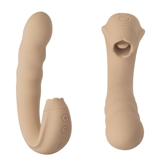GIGIWABI Nº12 Rotierender Vibrator mit Klitoris-Zungenstimulator Beige