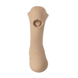 GIGIWABI Nº12 Rotierender Vibrator mit Klitoris-Zungenstimulator Beige