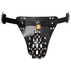 ZADO Keuschheits-String aus Leder One Size Schwarz