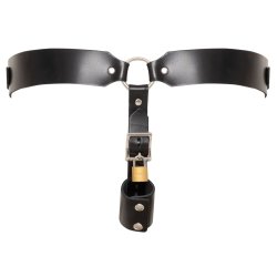 ZADO Keuschheits-String aus Leder One Size Schwarz