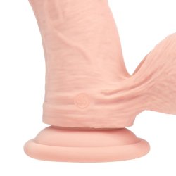 REALRÖCK Gekrümmter Dual Density Dildo mit Vibration 18 cm Beige