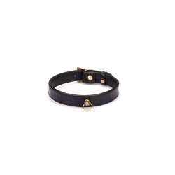 LIEBE SEELE Crocodile Noir Hals Fessel mit Leine aus Leder Schwarz / Altgold