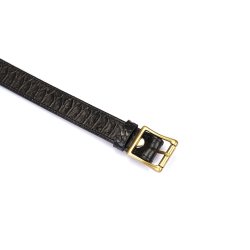 LIEBE SEELE Crocodile Noir Hals Fessel mit Leine aus Leder Schwarz / Altgold