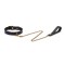 LIEBE SEELE Crocodile Noir Hals Fessel mit Leine aus Leder Schwarz / Altgold