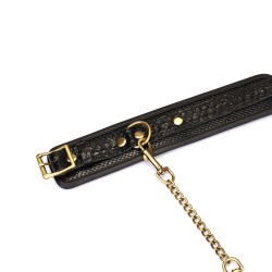 LIEBE SEELE Crocodile Noir: Handfessel aus Leder Schwarz/Gold