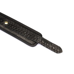 LIEBE SEELE Crocodile Noir: Handfessel aus Leder Schwarz/Gold