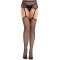 LEG AVENUE Backseam Net Stockings mit Garter Belt Schwarz One Size