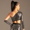 KYNX Glamour Glow Asymmetric Cut-Out Top Silber