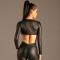 KYNX Matte PU Wetlook Chain Top Schwarz