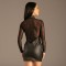 KYNX Matte PU Wetlook Bodycon Zip Dress Schwarz