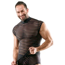 SVENJOYMENT Shirt im transparenten Streifen-Look Schwarz