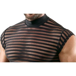 SVENJOYMENT Shirt im transparenten Streifen-Look Schwarz