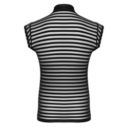 SVENJOYMENT Shirt im transparenten Streifen-Look Schwarz