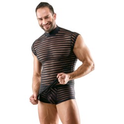 SVENJOYMENT Shirt im transparenten Streifen-Look Schwarz