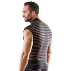 SVENJOYMENT Shirt im transparenten Streifen-Look Schwarz