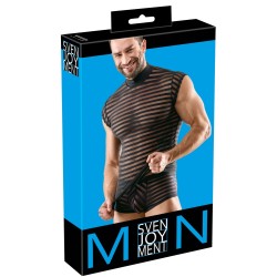 SVENJOYMENT Shirt im transparenten Streifen-Look Schwarz