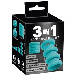 YOU 2 TOYS Penis- & Hodenring-Set 4-teilig Türkis
