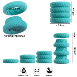 YOU 2 TOYS Penis- & Hodenring-Set 4-teilig Türkis